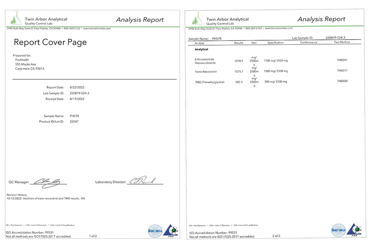 NMN 牌子 | ProHealth NMN PRO COMPLETE 75g | NMN 純度 report